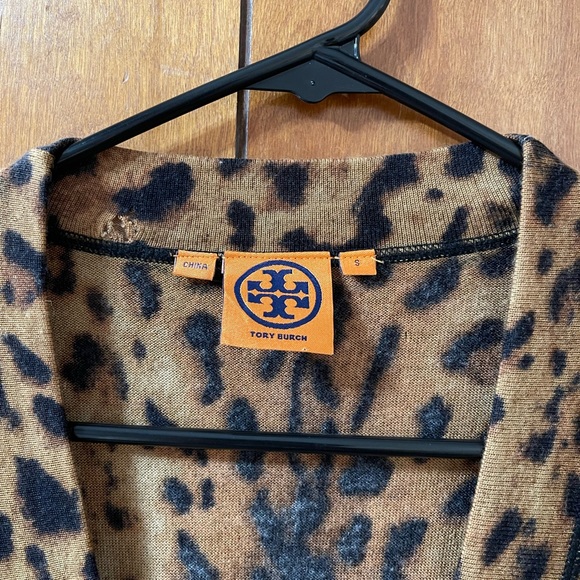 Tory Burch Leopard Print Cardigan Sweatshirt Sweater Coat Jacket Long Sleeve S - Picture 8 of 10
